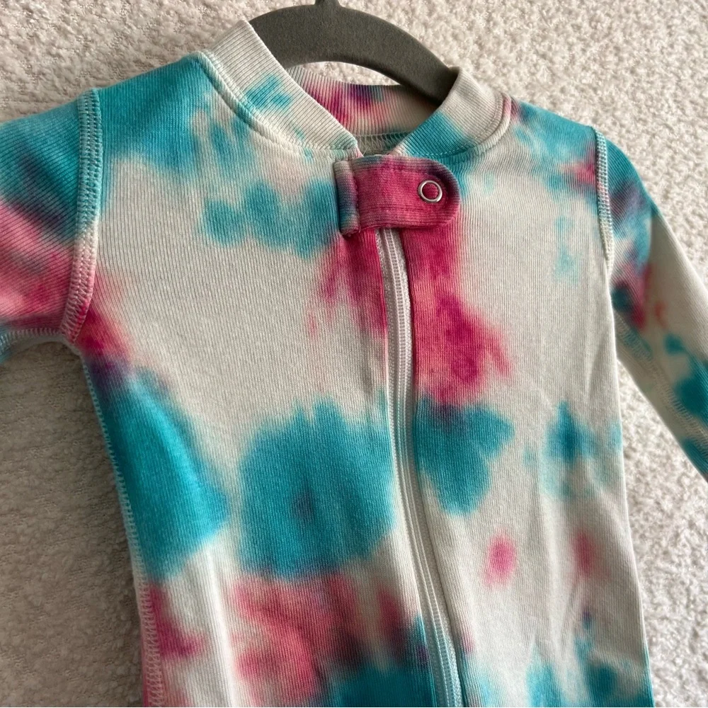 Hanna Andersson Infant‎ Tie Dye Zip Up Organic Cotton Pajamas Size 3-6 Months
